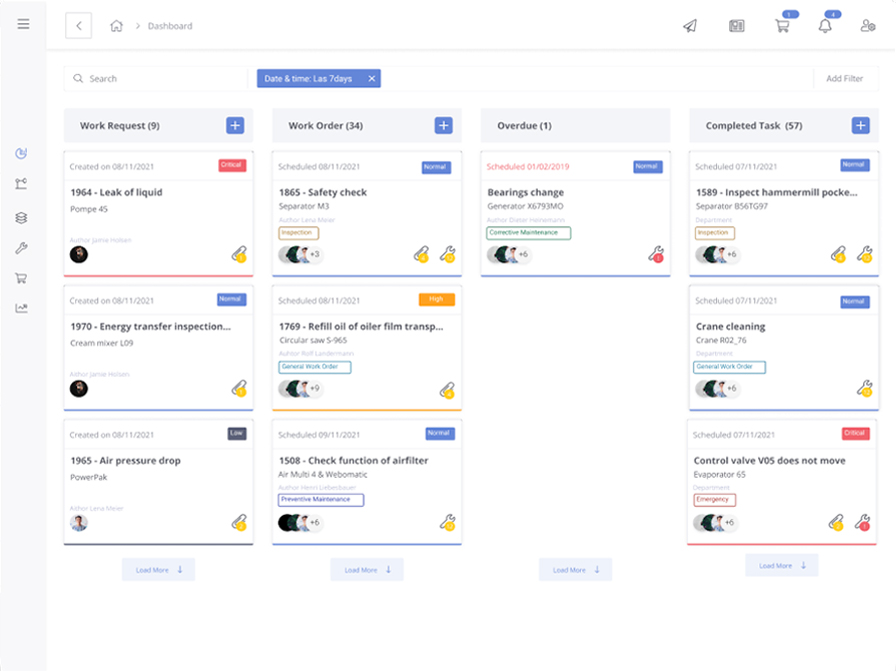 Facterra kanban board showing subcontractor work orders